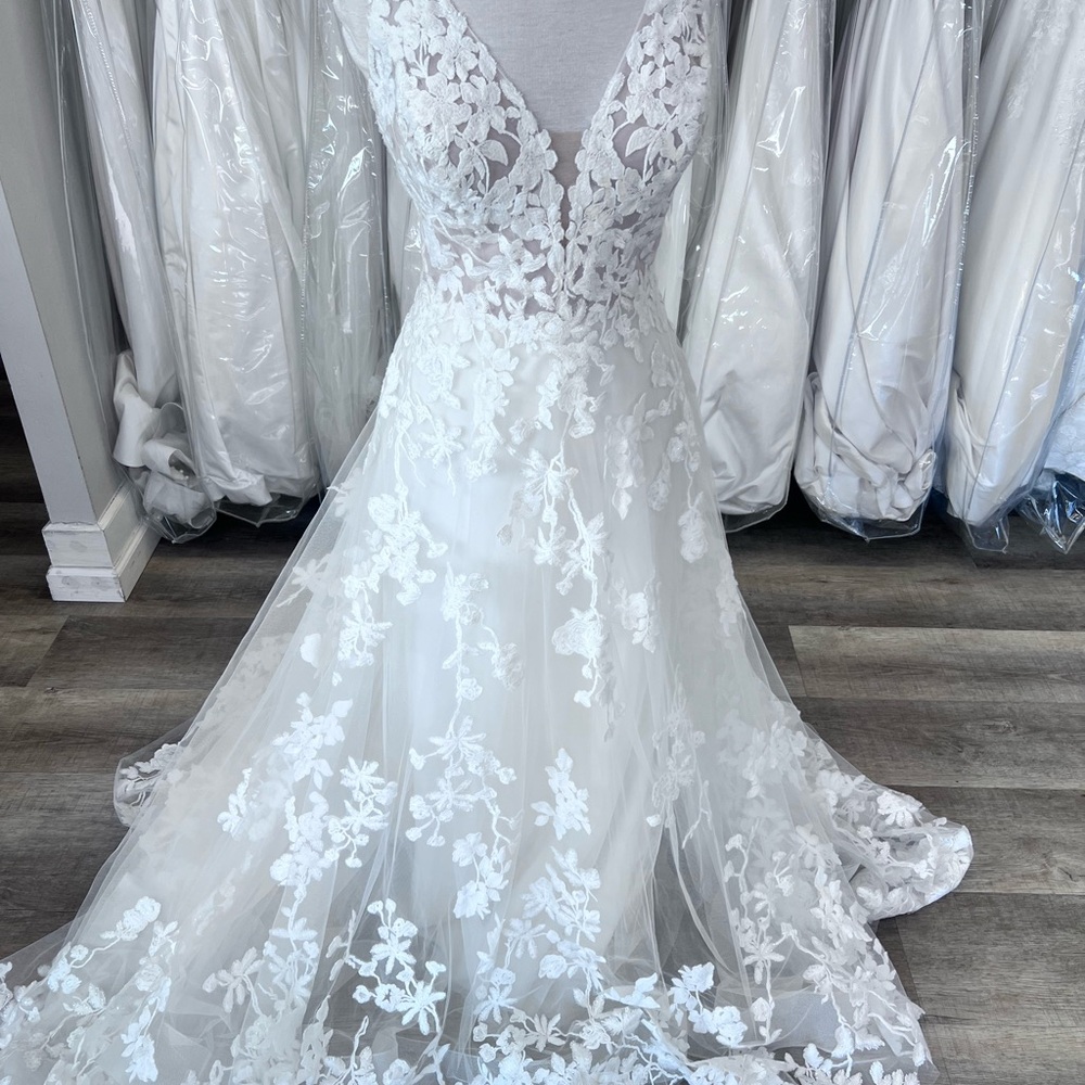 Indigo by Eddy K Bridal | Lace Appliqué V-Neck Wedding Dress in ivory